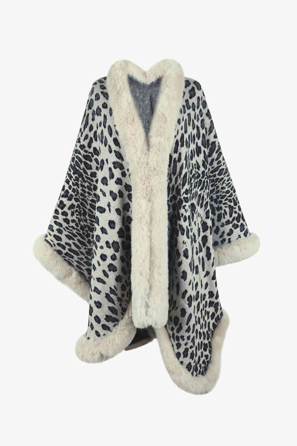 Leopard Open Front Poncho