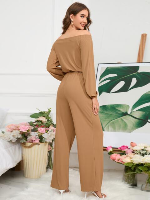 Off-Shoulder Straight Leg Jumpsuit